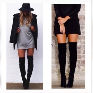 Black Suede Over the Knee Boots